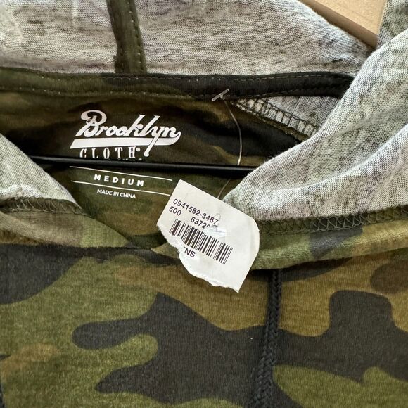Camo Short‎ Sleeve Hoodie Womens Medium Brooklyn Cloth Green Pullover Streetwear - Picture 3 of 13